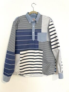 Rare Brooks Brothers Patchwork Striped Button-Down Shirt - Blue/White